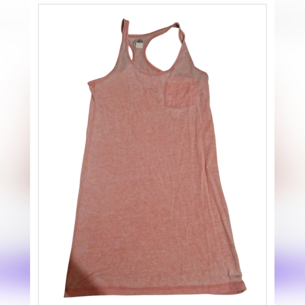 Racerback Peach Tank Top Midi Dress w/ Front Pocket